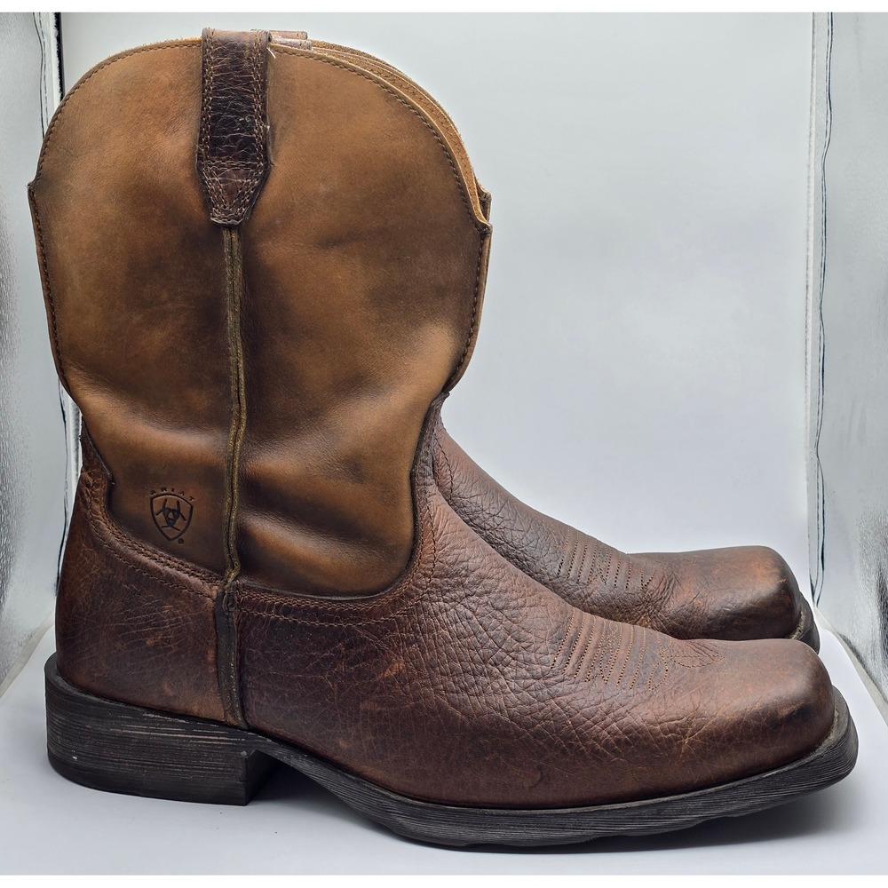 Ariat Mens Rambler Western Brown Ranch Leather Cowboy Boots Square Toe Size 13D